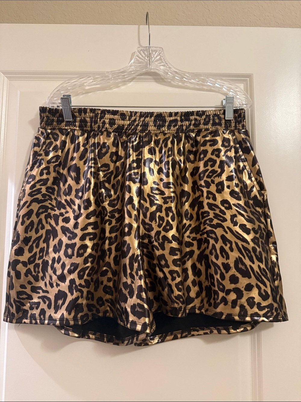Leopard-Print Shorts in Gold/Black